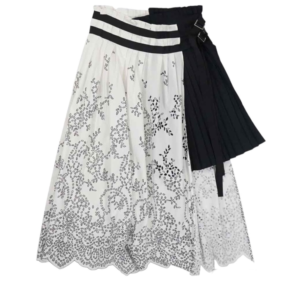 Sacai white and navy skirt